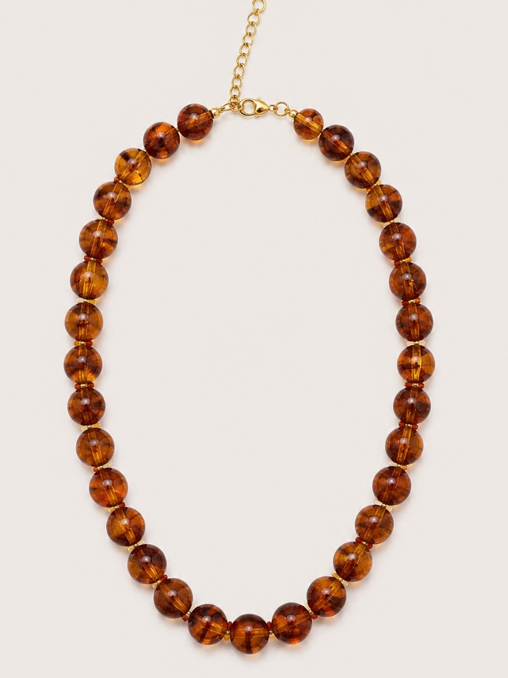 New! Amber Lucite Tortoiseshell Beaded Necklace NWOT